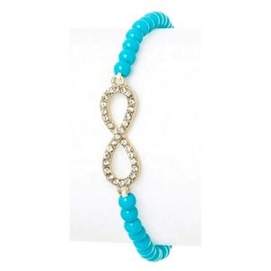 Infinity Rhinestone Blue Beaded Stretch Bracelet